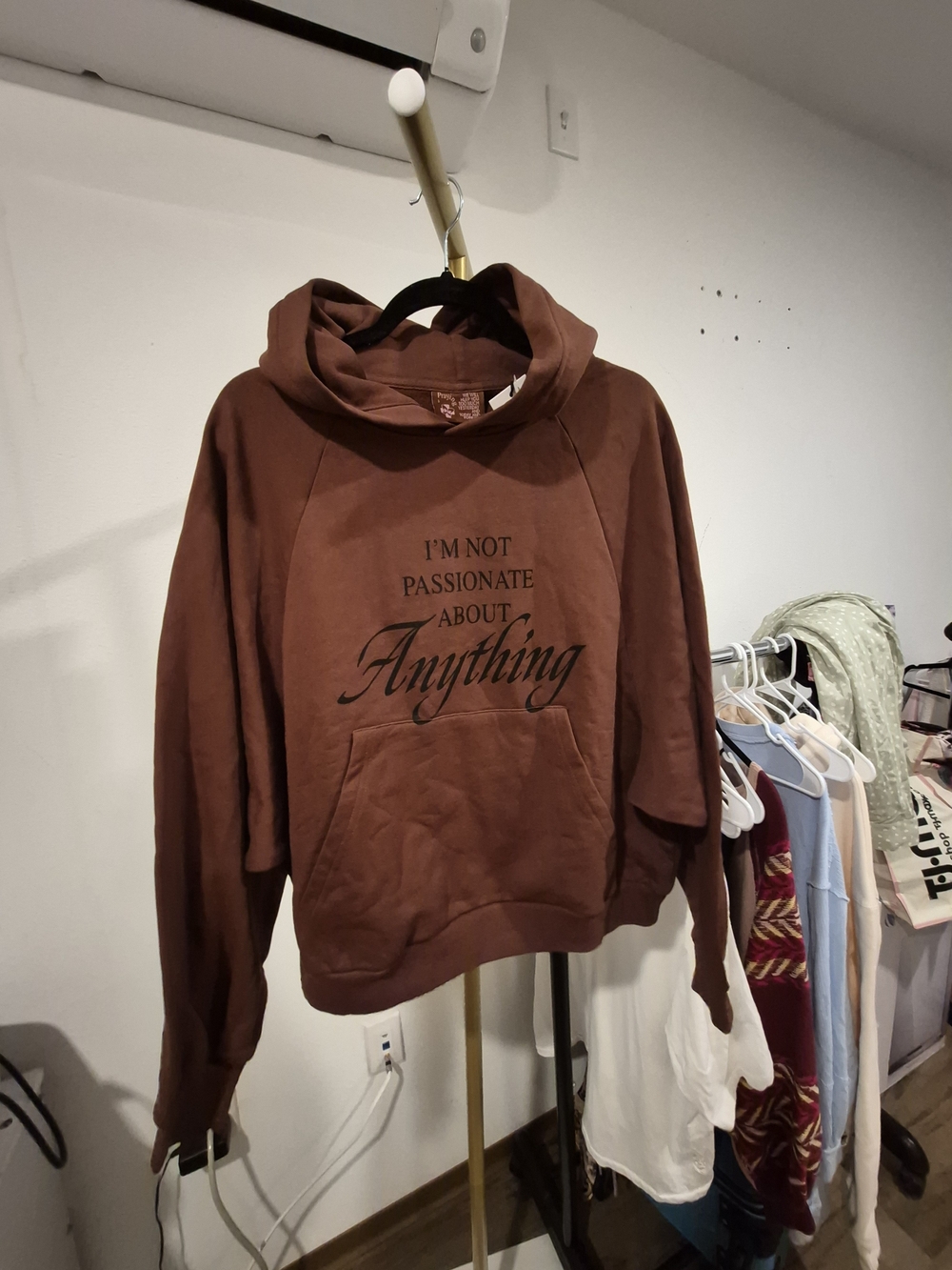 Women's Brown Hooded Cowl Sweatshirt with Script Graphic